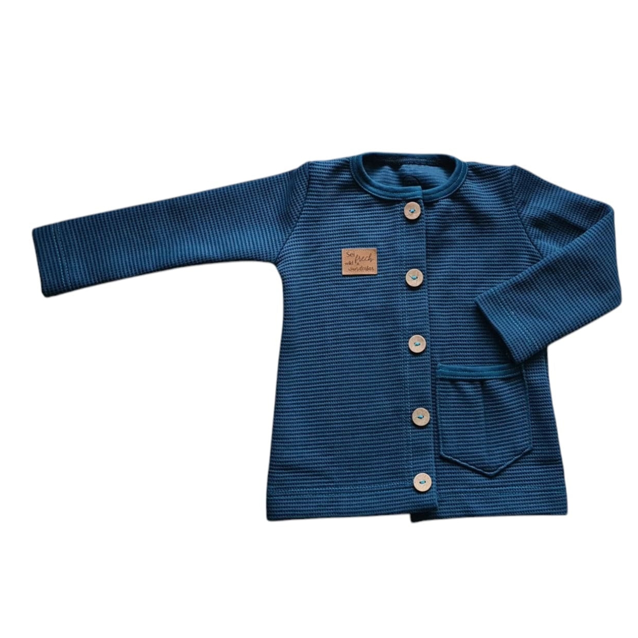 Jacke Waffelstrick petrol